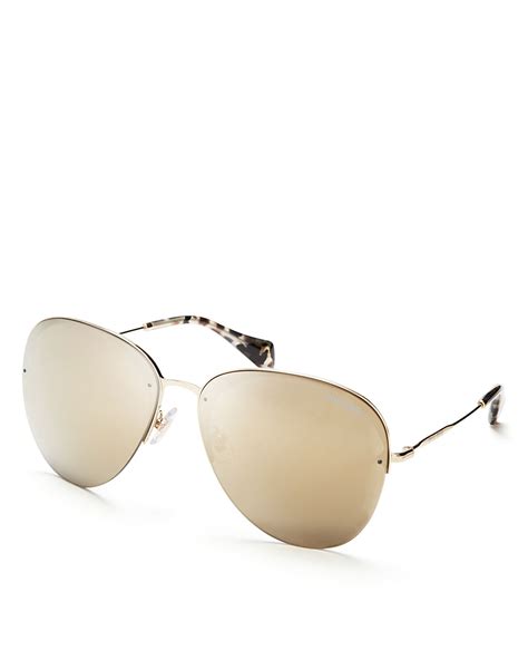 Miu Miu Teardrop 60mm Pilot Sunglasses In Beige 